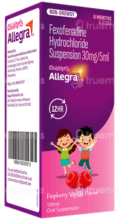 Allegra Raspberry Vanilla Flavour Suspension 100ml