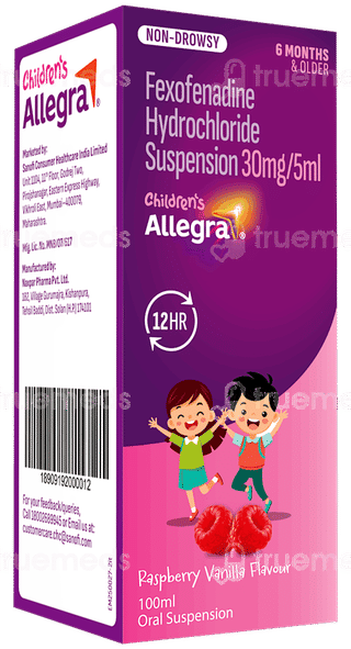 Allegra Raspberry Vanilla Flavour Suspension 100ml