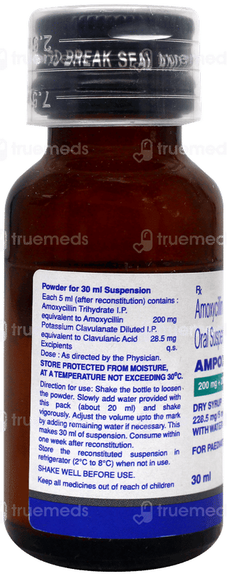 Ampoxin Cv 200Mg + 28.5Mg Dry Syrup 30Ml