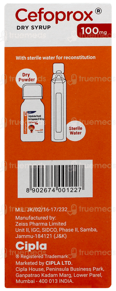 Cefoprox 100mg Tangy Orange Flavour Dry Syrup 30ml Cefoprox 100mg Tangy Orange Flavour Dry Syrup 30ml