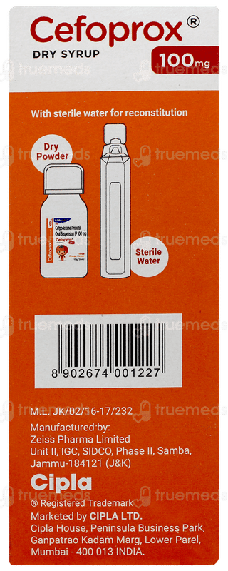 Cefoprox 100mg Tangy Orange Flavour Dry Syrup 30ml