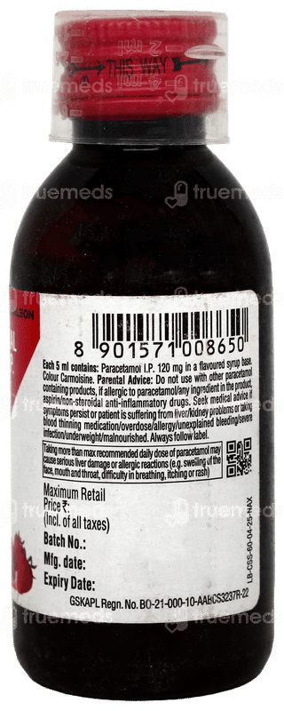 Crocin 120 Strawberry Flavour Suspension 60Ml