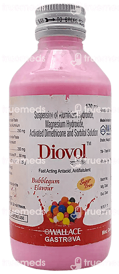 Diovol Bubble Gum Flavour Sugar Free Solution 170 ML