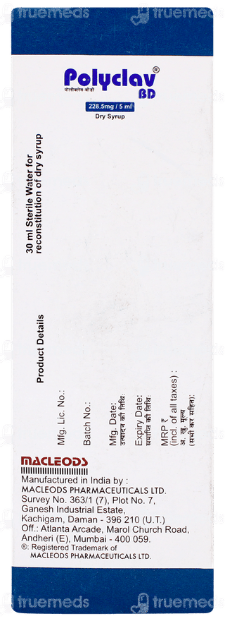 Polyclav Bd 228.5mg Dry Syrup 30ml