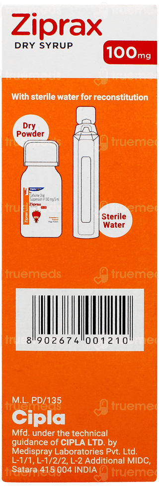Ziprax 100mg Strawberry Flavour Dry Syrup 30ml