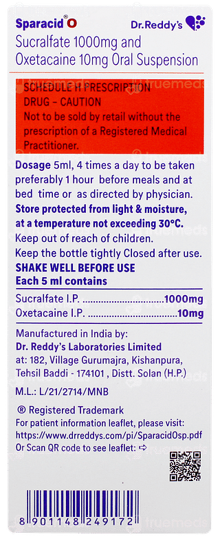 Sparacid O Mint Flavour No Added Sugar Suspension 200ml