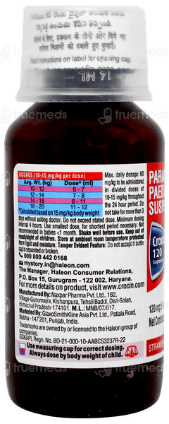 Crocin 120 Strawberry Flavour Suspension 100ml Crocin 120 Strawberry Flavour Suspension 100ml