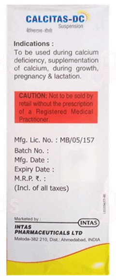 Calcitas Dc Suspension 200Ml Calcitas Dc Suspension 200Ml