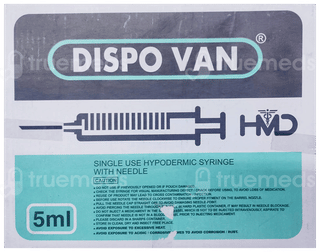 Hmd Dispovan Hypodermic Syringe 5Ml With Needle 24G Box Of 100