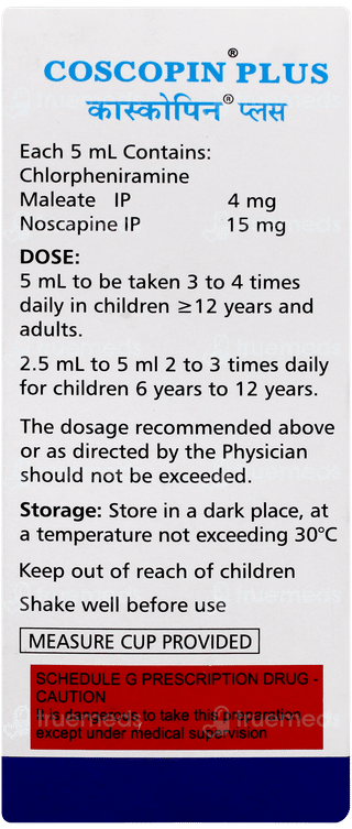 Coscopin Plus Passion Fruit And Cherry Flavour Sugar Free Syrup 100ml