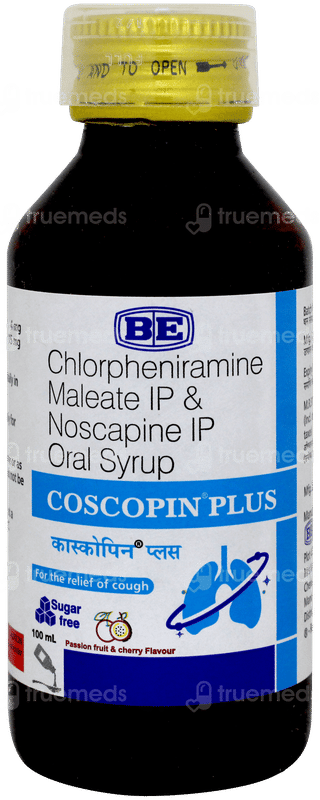 Coscopin Plus Passion Fruit And Cherry Flavour Sugar Free Syrup 100ml