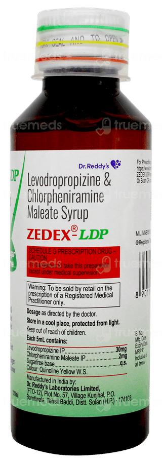 Zedex Ldp Ginger & Lemon Flavour Sugar Free Syrup 120Ml