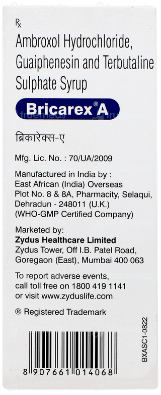 Bricarex A No Added Sugar Syrup 100ml