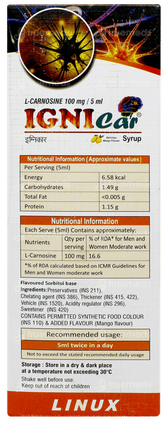 Ignicar Mango Flavour Sugar Free Syrup 200ml Ignicar Mango Flavour Sugar Free Syrup 200ml