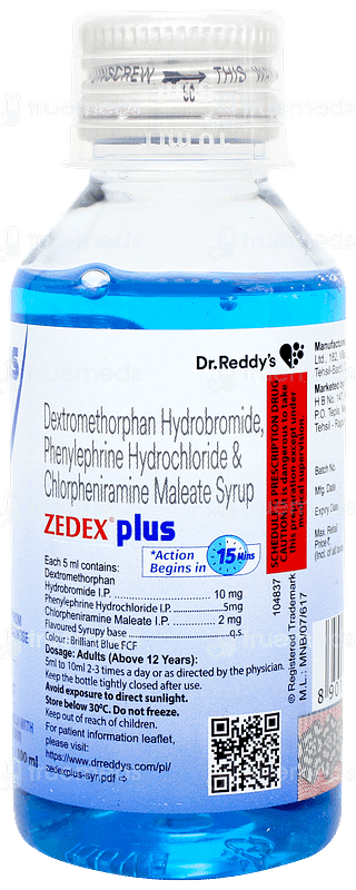 Zedex Plus Sugar  Free Syrup 100ml