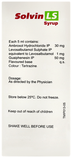 Solvin Ls Sugar Free Syrup 100ml Solvin Ls Sugar Free Syrup 100ml