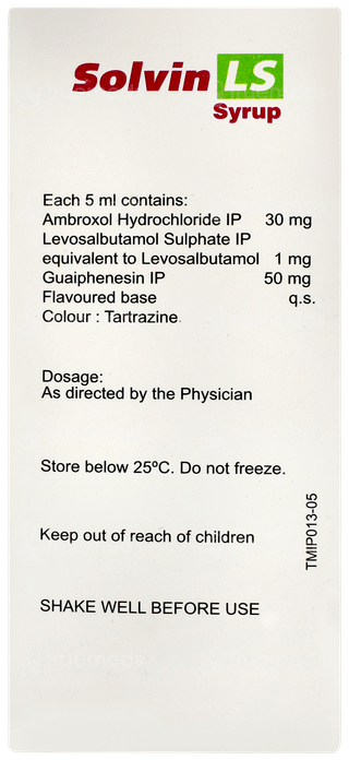 Solvin Ls Sugar Free Syrup 100ml