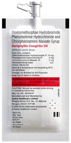 Deriphyllin Coughgo Dx Strawberry Flavour Sugar Free Syrup 10ml