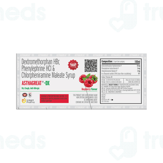 Asthagreat Dx Raspberry Flavour Sugar Free Syrup 100ml