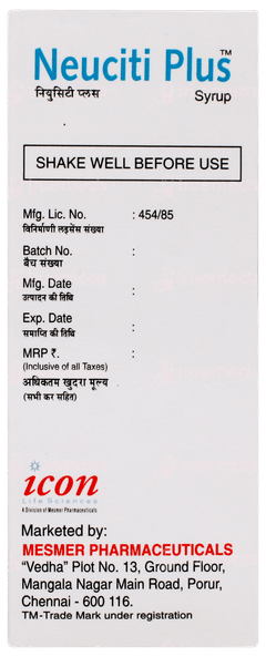 Neuciti Plus Sugar Free  Syrup 60ml
