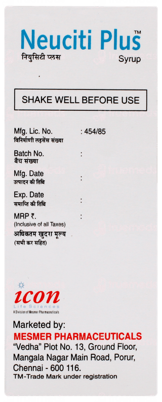Neuciti Plus Sugar Free  Syrup 60ml