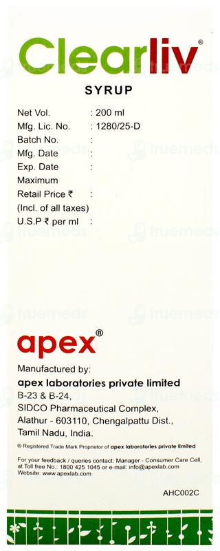 Clearliv Sugar Free Syrup 200ml