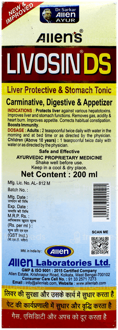 Livosin Ds New & Improved No Added Sugar Herbal Liver Tonic 200Ml