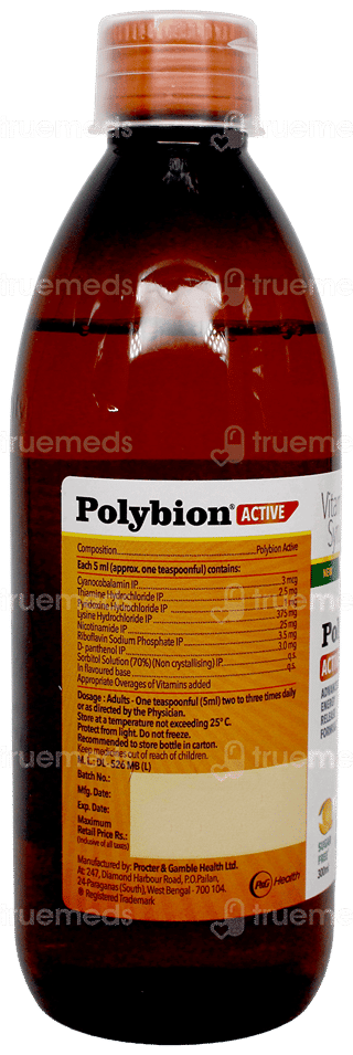 Polybion Active New Mango Flavour Sugar Free Syrup 300Ml