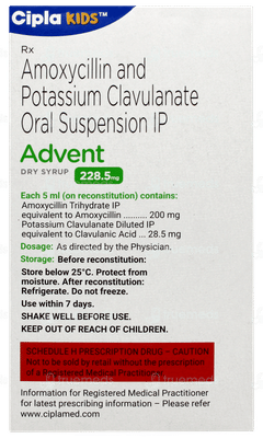 Advent 228.5mg Tangy Orange Flavour Dry Syrup 60ml