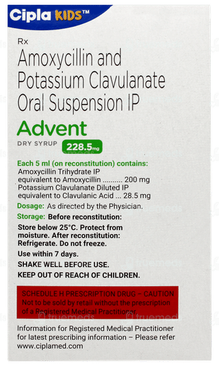 Advent 228.5mg Tangy Orange Flavour Dry Syrup 60ml