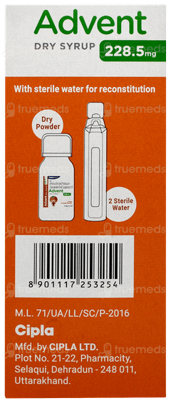 Advent 228.5mg Tangy Orange Flavour Dry Syrup 60ml