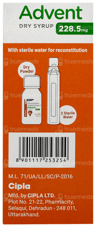 Advent 228.5mg Tangy Orange Flavour Dry Syrup 60ml