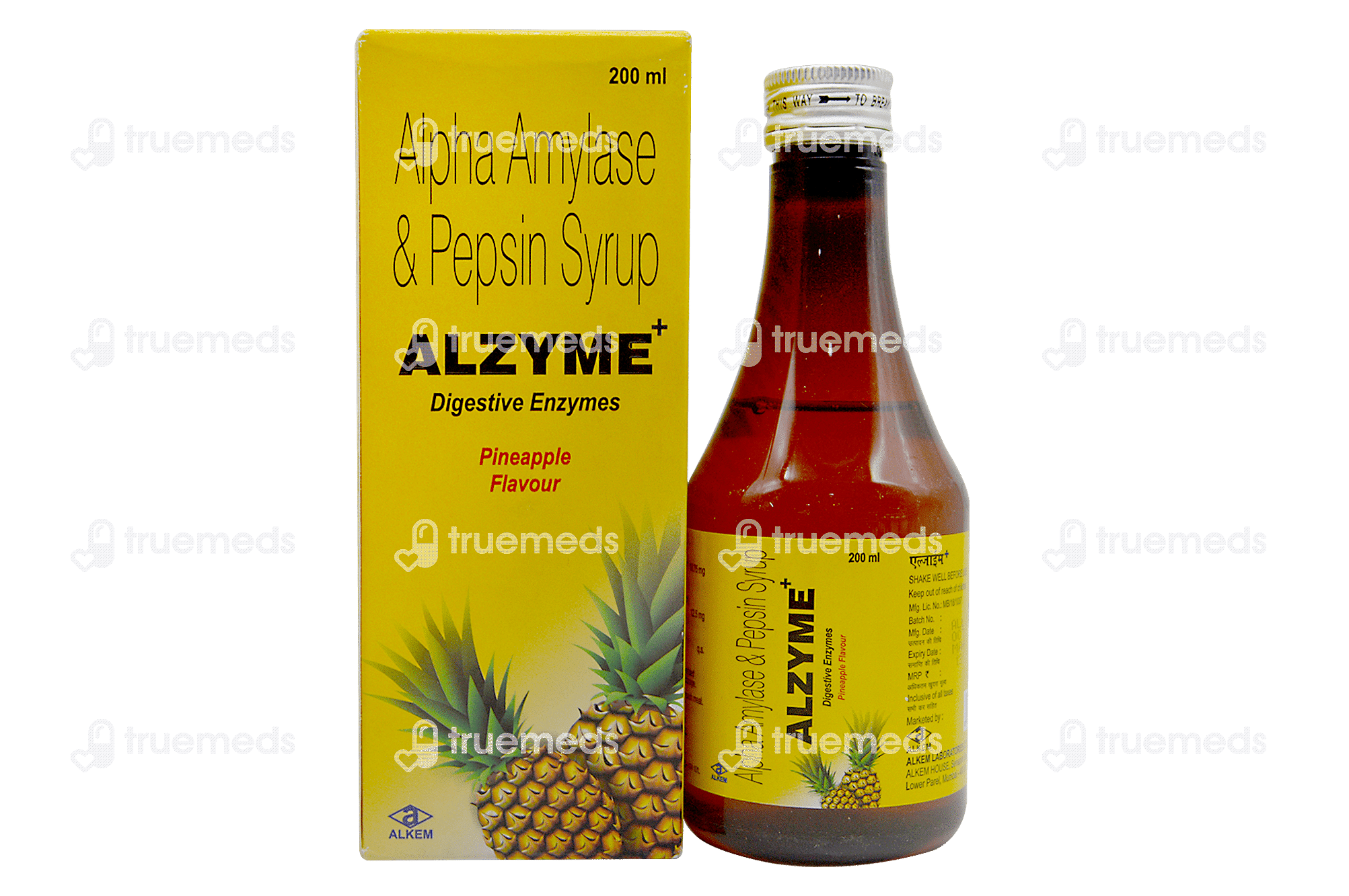 Alzyme Plus Pineapple Syrup 200 Ml - Uses, Side Effects, Dosage, Price | Truemeds