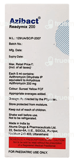 Azibact Readymix 200 Suspension 15ml Azibact Readymix 200 Suspension 15ml