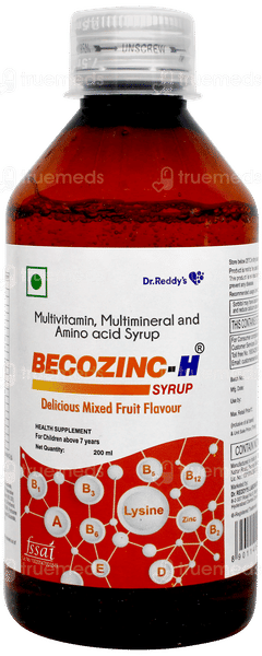 Becozinc H Mixed Fruit Flavour Syrup 200ml