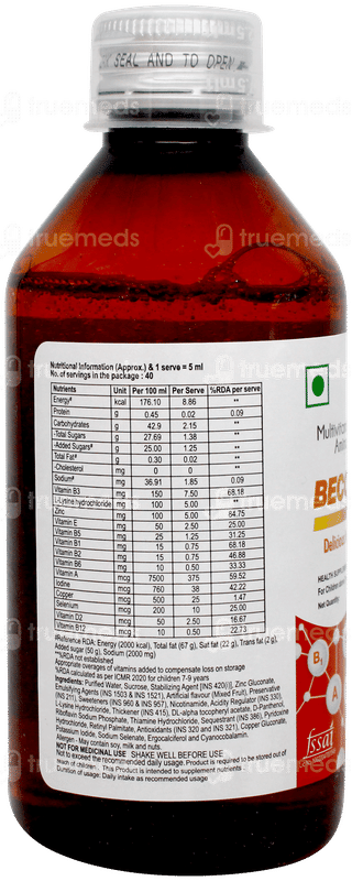 Becozinc H Mixed Fruit Flavour Syrup 200ml