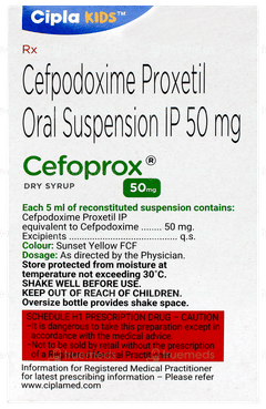 Cefoprox 50mg Tangy Orange Flavour Dry Syrup 30ml