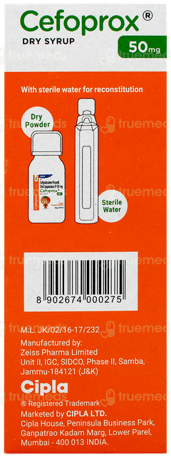 Cefoprox 50mg Tangy Orange Flavour Dry Syrup 30ml