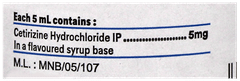 Cetzine Syrup 60Ml