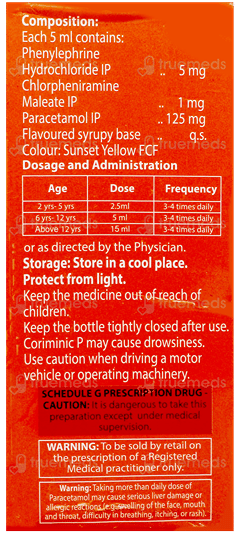 Coriminic P Orange Flavour Syrup 60Ml Coriminic P Orange Flavour Syrup 60Ml