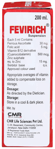 Fevirich Orange Flavour Sugar Free Suspension 200Ml