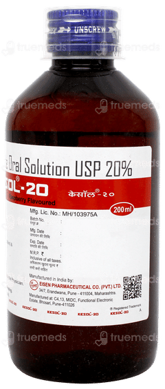 Kesol 20 Raspberry Flavoured Sugar Free Solution 200ml