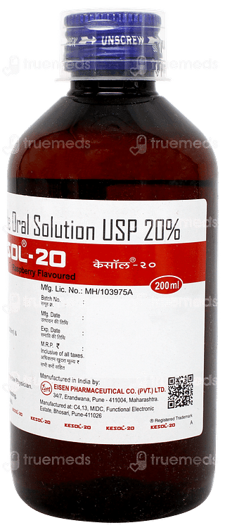 Kesol 20 Raspberry Flavoured Sugar Free Solution 200ml