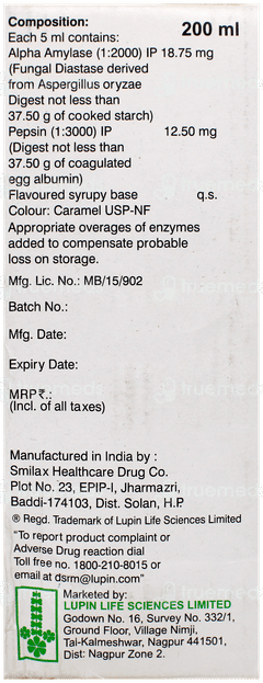 Lupizyme Plus Cardamom Flavoured Syrup 200Ml Lupizyme Plus Cardamom Flavoured Syrup 200Ml