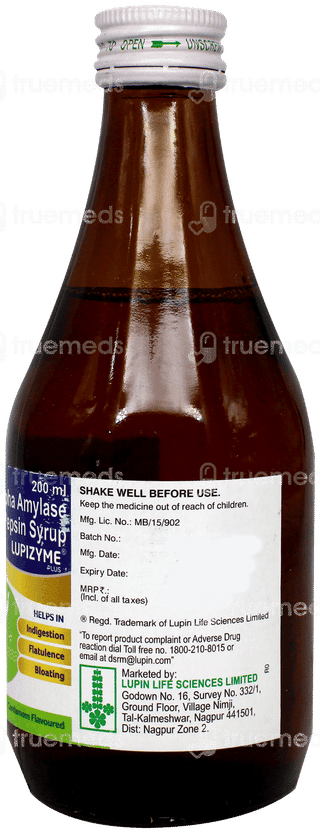 Lupizyme Plus Cardamom Flavoured Syrup 200Ml