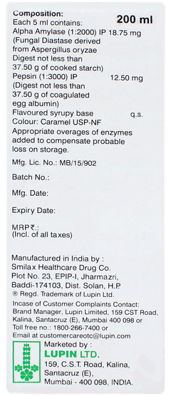 Lupizyme Plus Pineapple Flavour Syrup 200ml Lupizyme Plus Pineapple Flavour Syrup 200ml