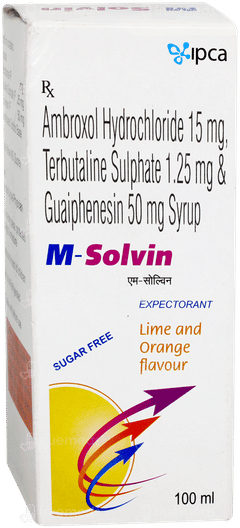 M Solvin Lime And Orange Flavour Sugar Free Expectorant 100ml