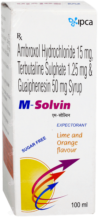 M Solvin Lime And Orange Flavour Sugar Free Expectorant 100ml