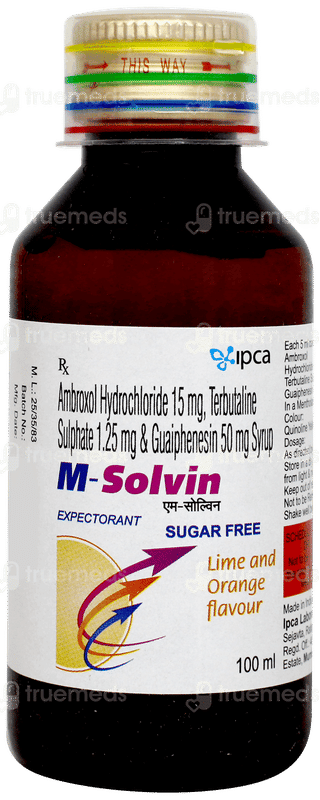 M Solvin Lime And Orange Flavour Sugar Free Expectorant 100ml