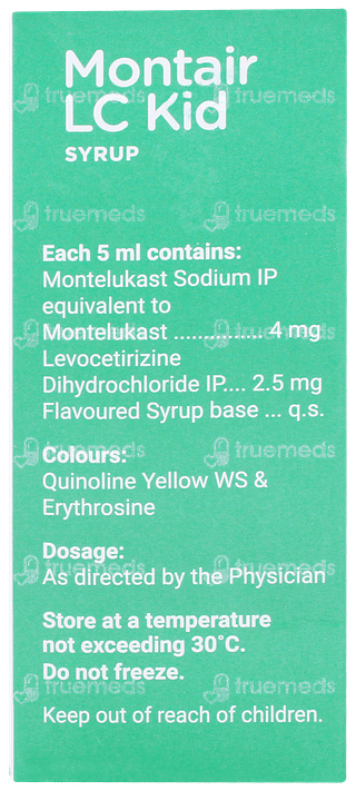 Montair Lc Kid Syrup Dosage For 4 Year Old Montair Lc Kid Syrup 60Ml: Uses, Side Effects, Price & Substitutes
